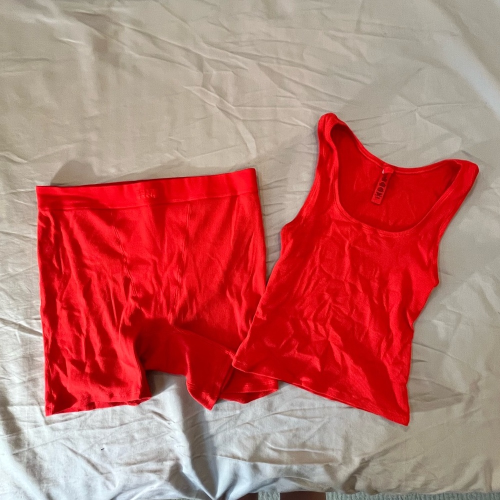 SKIMS Red Pajama Set Intimates & Sleepwear